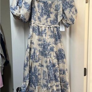 Worth Collective XL Blue Toile Bows Dress